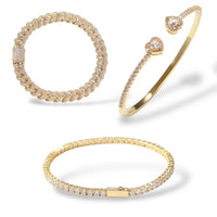 Essentials Set – 3pc Bracelet | Heart Bangle + Cuban + Tennis