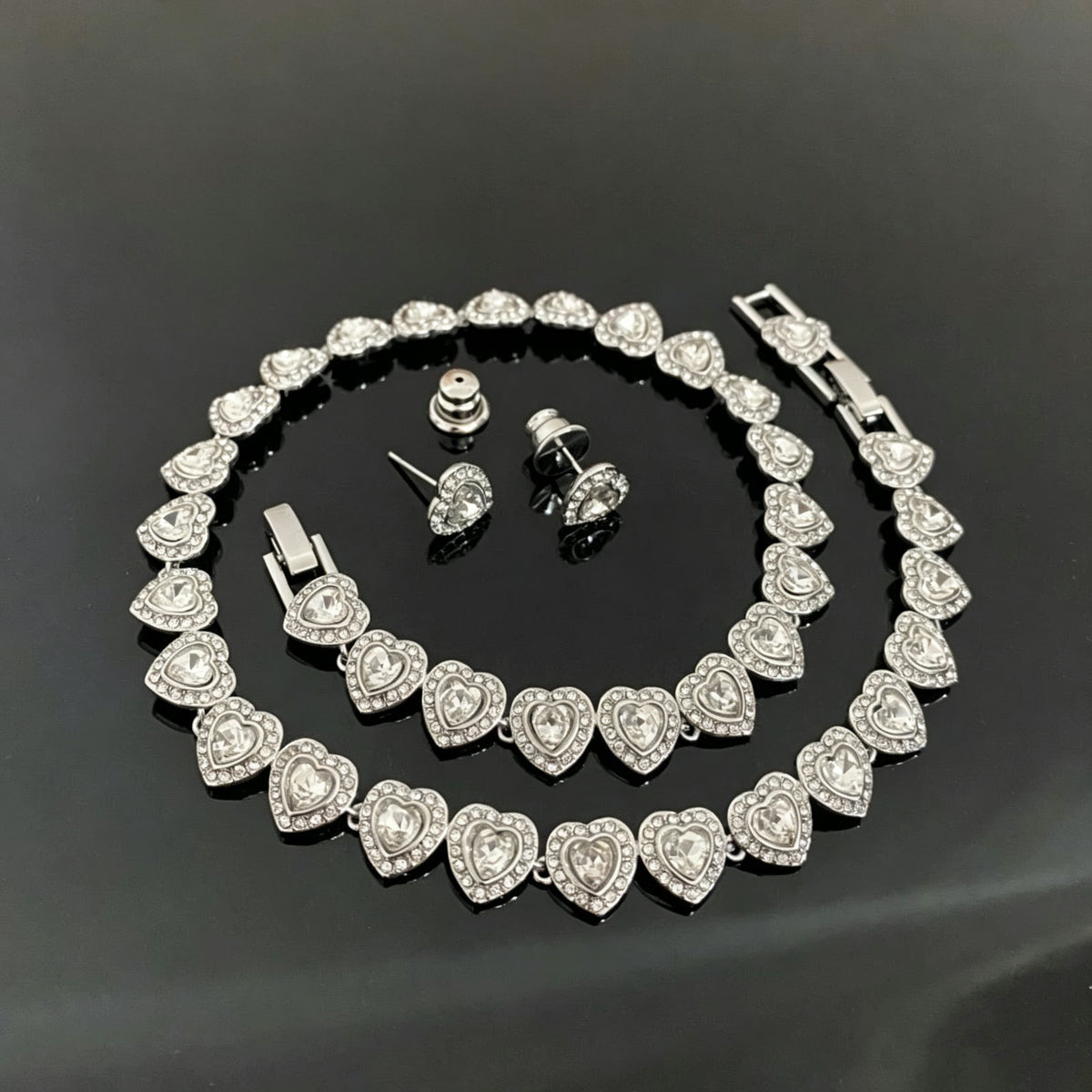 Crystal Heart Jewelry Set | Luxury Rhinestone