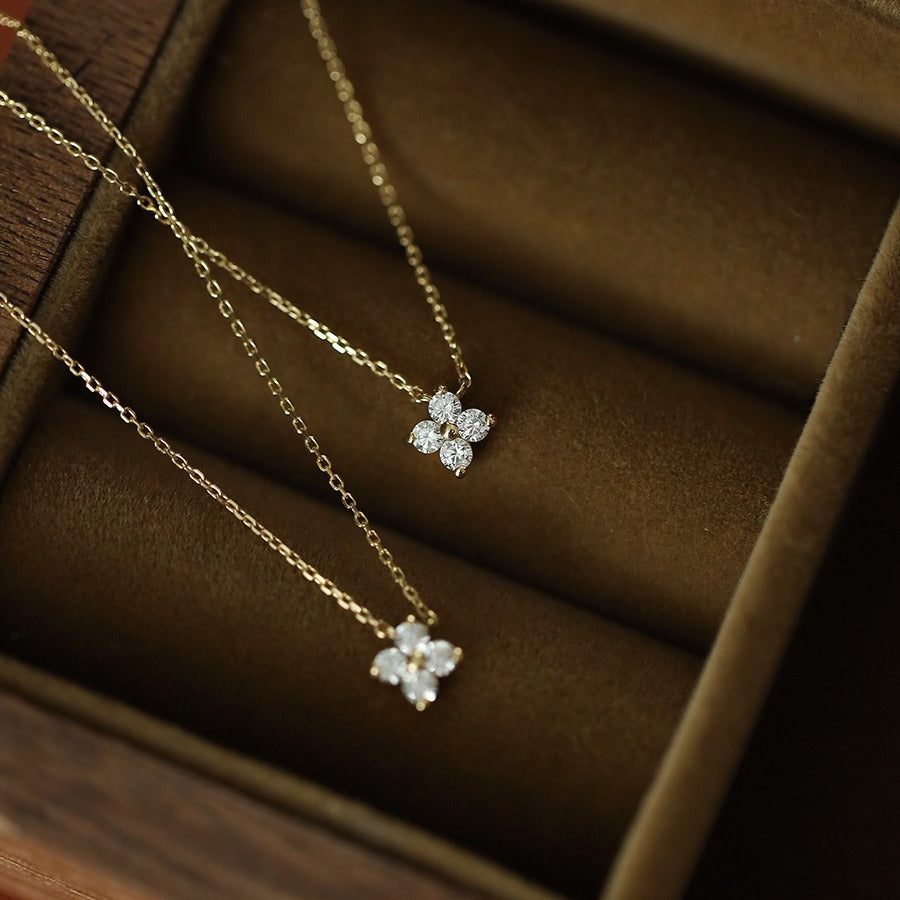 S925 silver-plated 18K gold four-leaf clover necklace