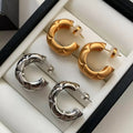 Luxury Quilted Stud Earrings - 24K Gold Plated