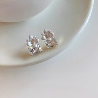 S925 silver needle enamel flower cube earrings
