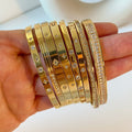 Luxury Star Motif Stainless Steel Bangle –18K Gold Plated