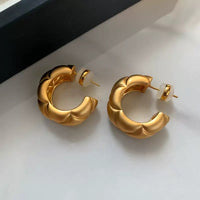 Luxury Quilted Stud Earrings - 24K Gold Plated
