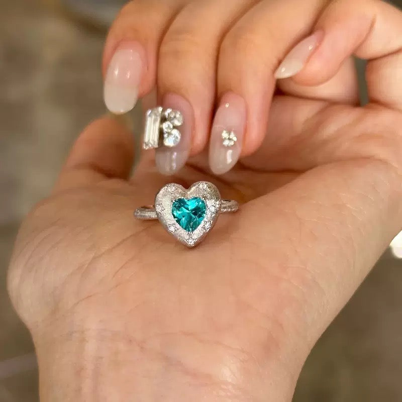 Luxury Paraiba-Inspired Heart Zircon Jewelry Set