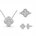 Silver Four-leaf Clover SET