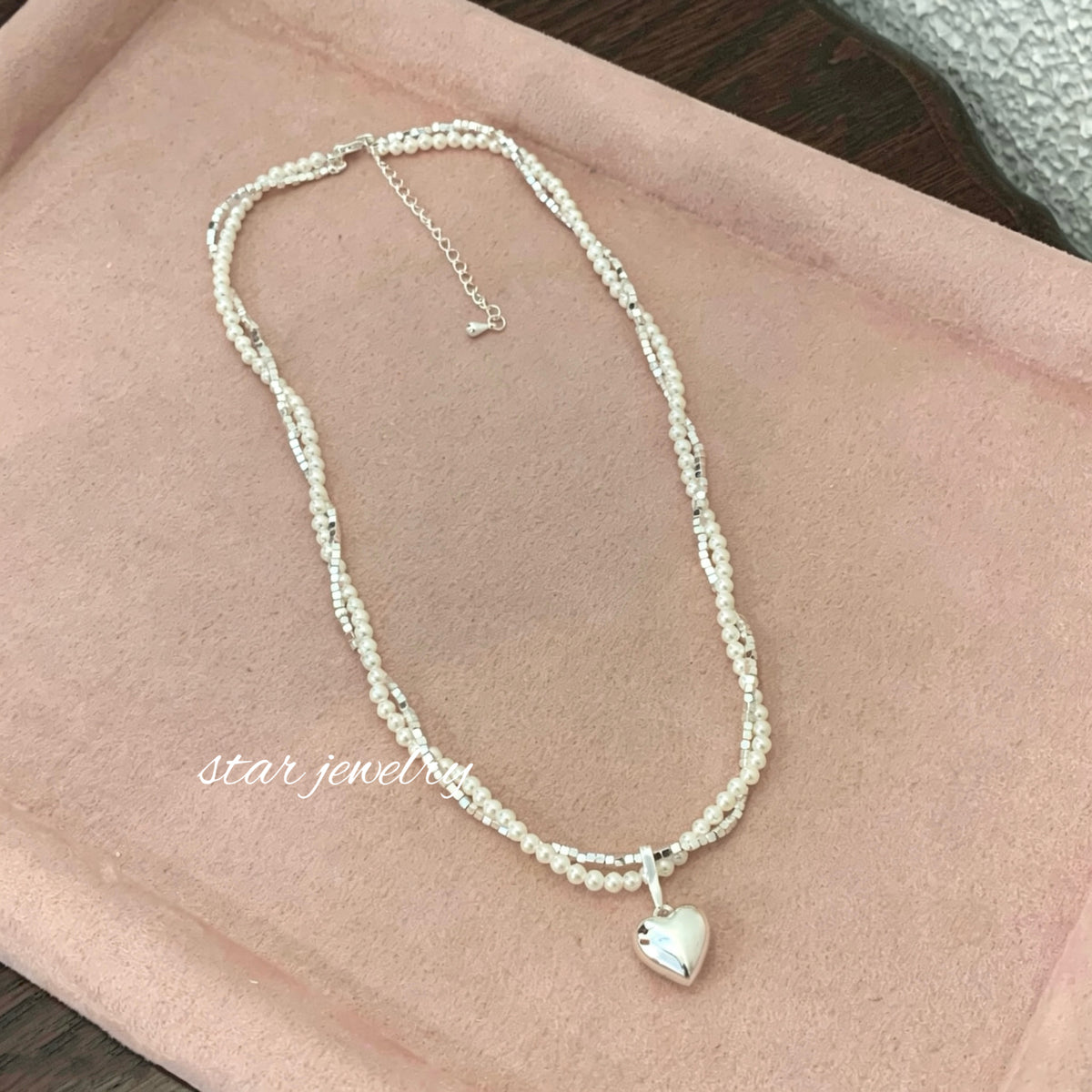 “Kiss of Time” Double Layer Heart Pendant Necklace
