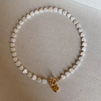 Natural Mother of Pearl Heart Pendant Necklace