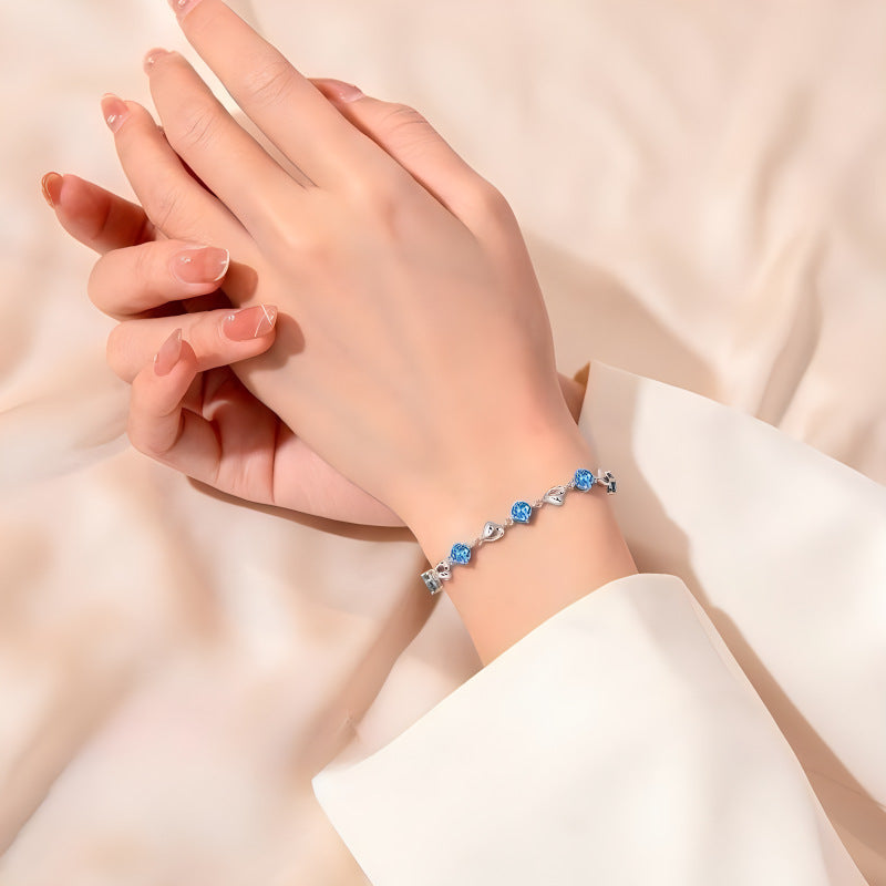 Moissanite in the heart of the sea zircon heart bracelet