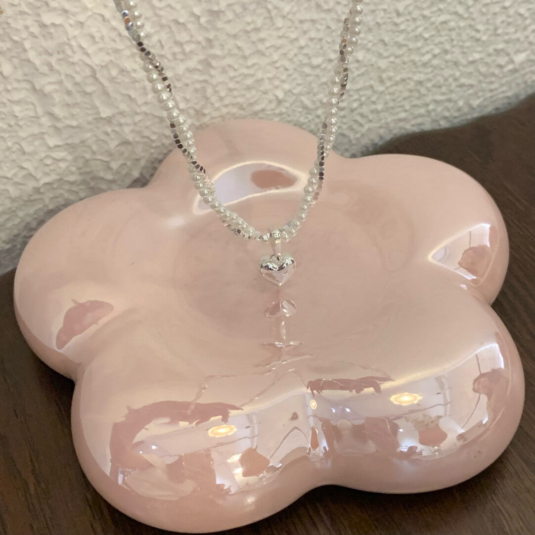 “Kiss of Time” Double Layer Heart Pendant Necklace