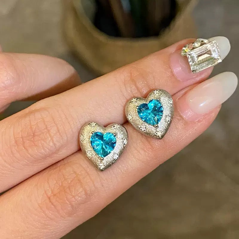 Luxury Paraiba-Inspired Heart Zircon Jewelry Set