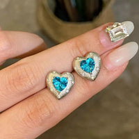 Luxury Paraiba-Inspired Heart Zircon Jewelry Set