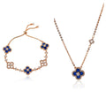 Natural Fritillaria Lucky Clover Bracelet Necklace Set