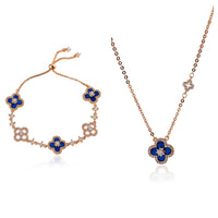 Natural Fritillaria Lucky Clover Bracelet Necklace Set