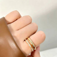 Wavy Star Zircon Double Band Open Ring