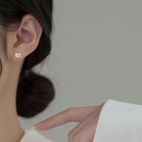 S925 sterling silver single diamond kitten earrings
