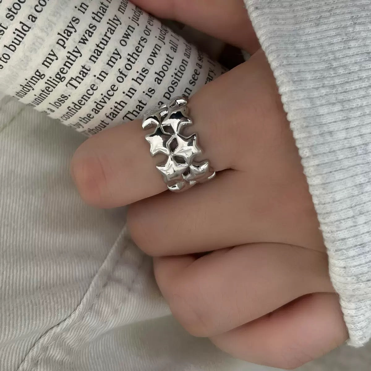 Retro Double Layer Star Ring