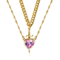 COUPLE HEART & SWORD Matching Necklaces