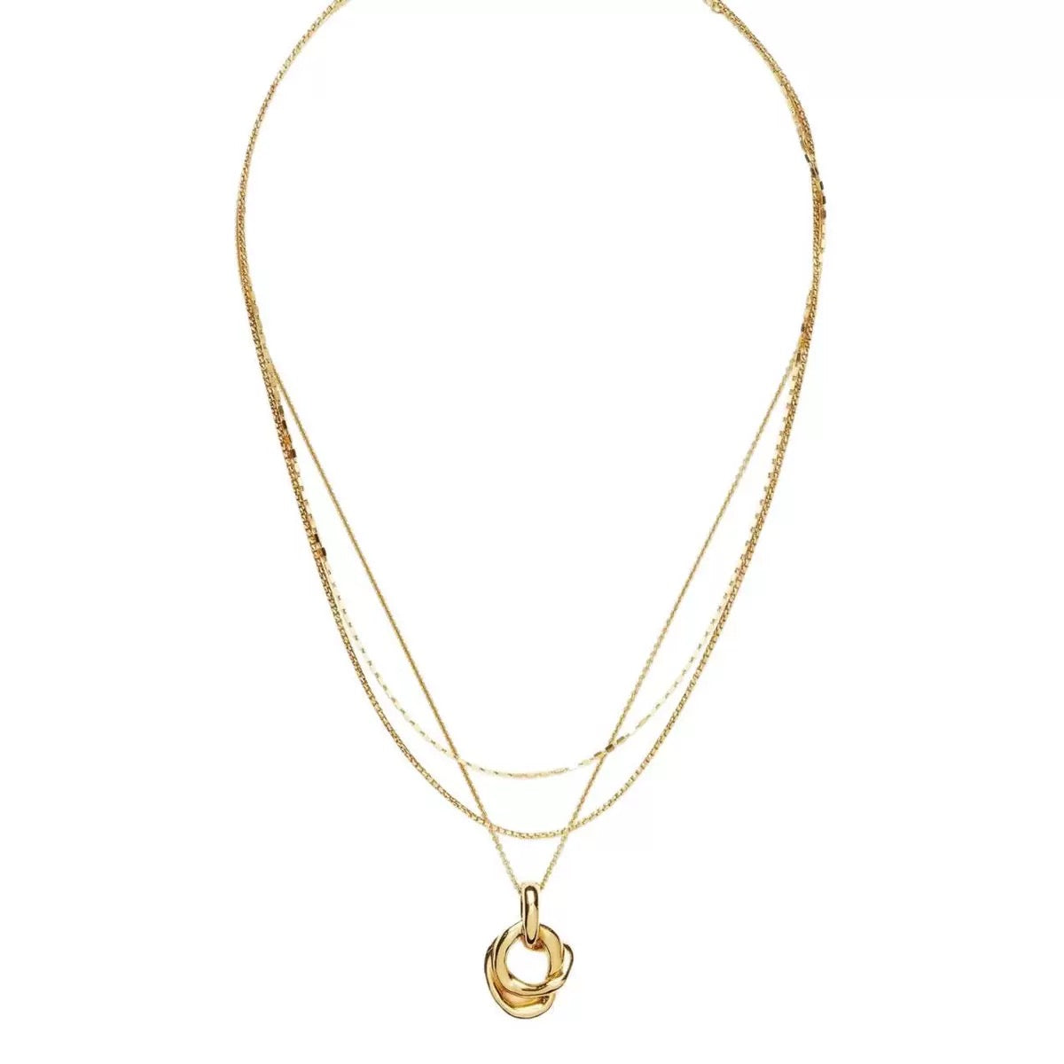 16K Gold Knotted Circle Pendant Necklace