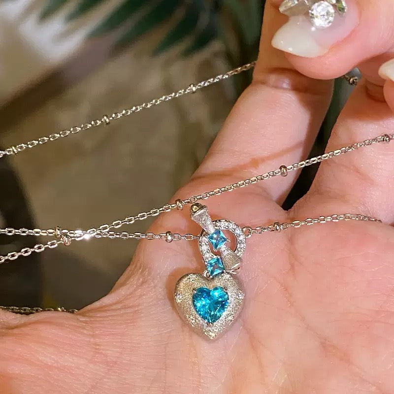 Luxury Paraiba-Inspired Heart Zircon Jewelry Set