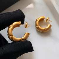 Luxury Quilted Stud Earrings - 24K Gold Plated