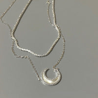 Deep Sea Natural White Mother Shell s925 Sterling Silver Moon Necklace Earring Set