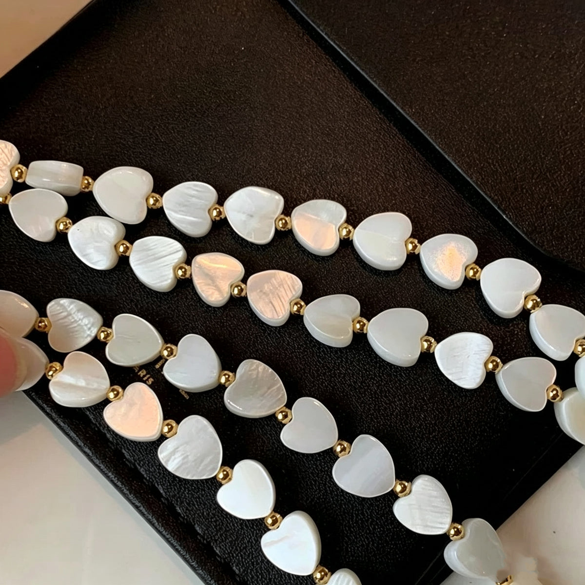 Natural Mother of Pearl Heart Pendant Necklace