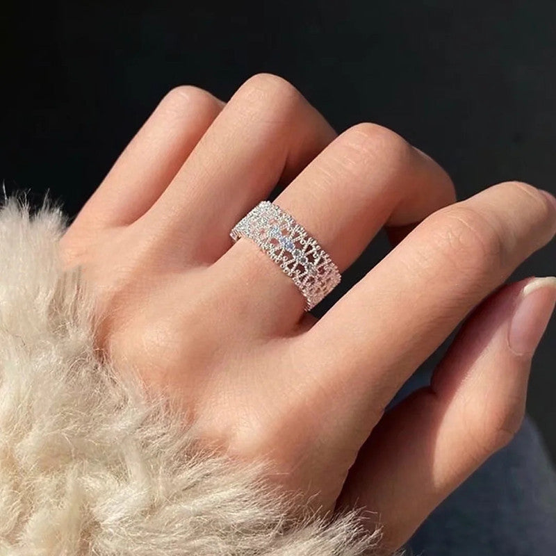 S925 sterling silver wavy skirt ring