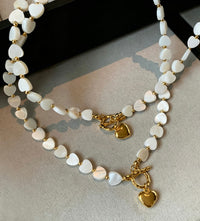 Natural Mother of Pearl Heart Pendant Necklace