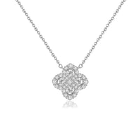 S999 sterling silver flash diamond four-leaf clover necklace earrings set