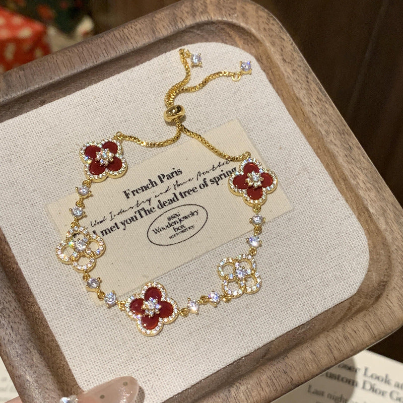 Zircon Clover Adjustable Bracelet
