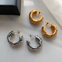 Luxury Quilted Stud Earrings - 24K Gold Plated