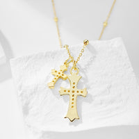 925 sterling silver cross zirconia opal pearl necklace