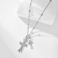 925 sterling silver cross zirconia opal pearl necklace