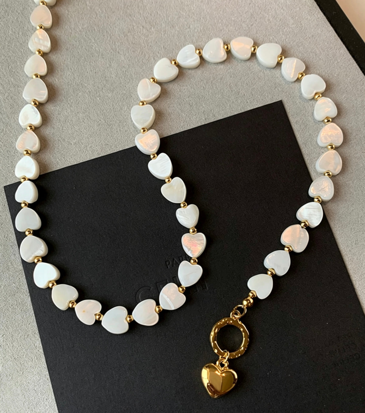 Natural Mother of Pearl Heart Pendant Necklace