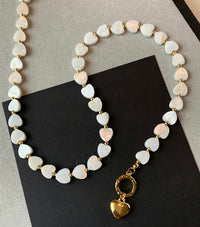 Natural Mother of Pearl Heart Pendant Necklace