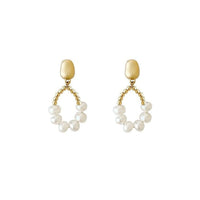 Freshwater pearl drop-shaped geometric earrings 925 silver needle