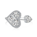 S925 Silver HEART DUO ADJUSTABLE RING
