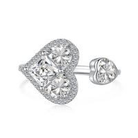 S925 Silver HEART DUO ADJUSTABLE RING