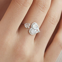 S925 Silver HEART DUO ADJUSTABLE RING