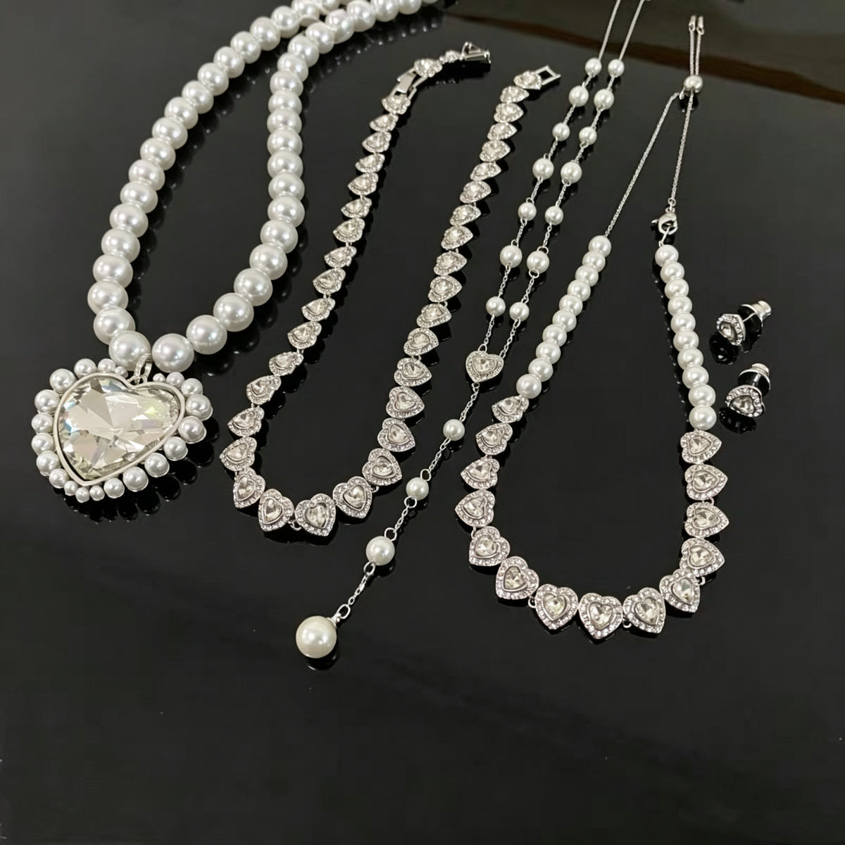 Crystal Heart Jewelry Set | Luxury Rhinestone