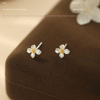 S999 sterling silver gardenia necklace earrings set