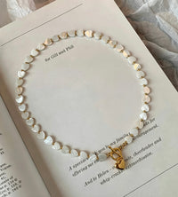 Natural Mother of Pearl Heart Pendant Necklace