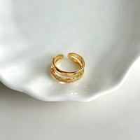 Wavy Star Zircon Double Band Open Ring