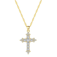S925 sterling silver gold cross necklace