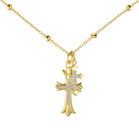 S925 sterling silver gold cross necklace