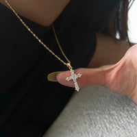 S925 sterling silver gold cross necklace