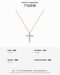 S925 sterling silver gold cross necklace