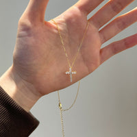 S925 sterling silver gold cross necklace