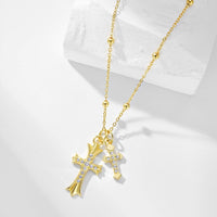 S925 sterling silver gold cross necklace