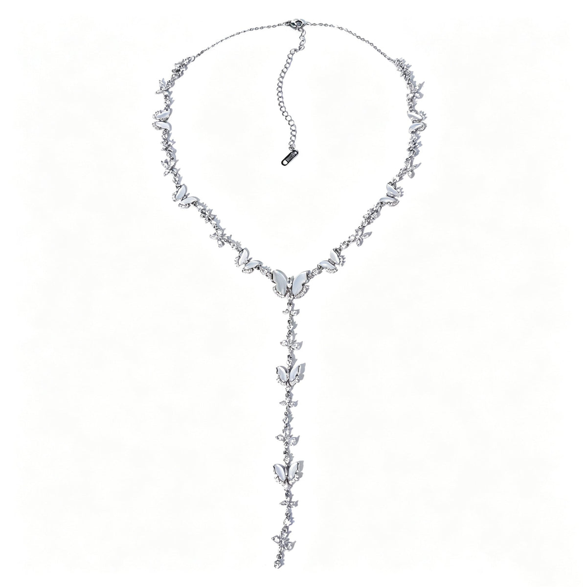 Natural Mother-of-Pearl & Zircon Butterfly Necklace and Earrings